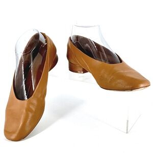 Jeffrey Campbell  Size 6.5 Tan Glove Leather Square Low Heel Pumps Ballet Flats